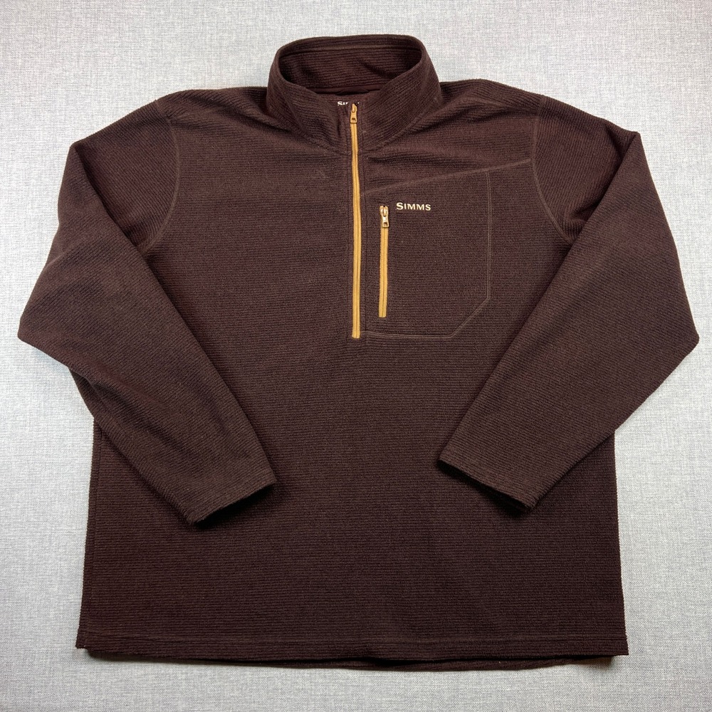 Simms Rivershed‎ Quarter Zip Fleece Pullover Men XXL Mahogany Outdoors Fishing